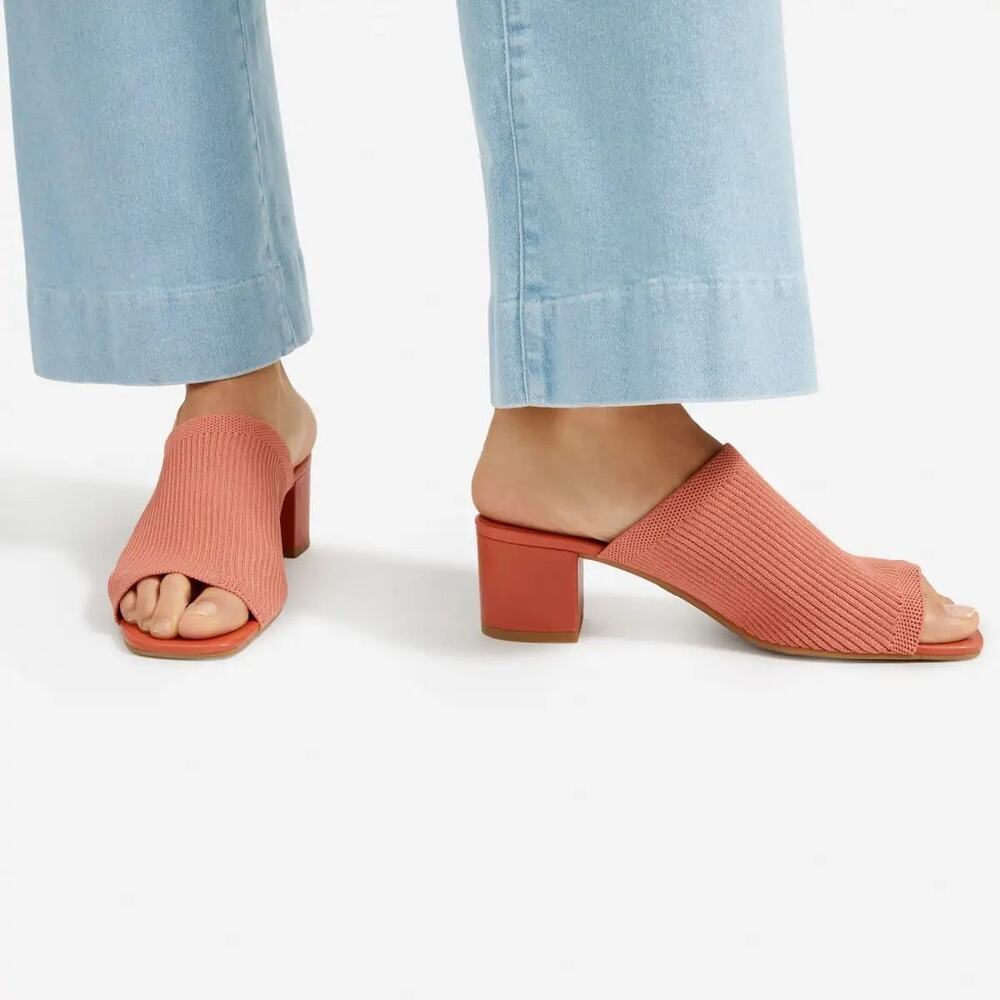 Everlane The Glove Mule Heel in Reknit in "Coral" Orange Size 9